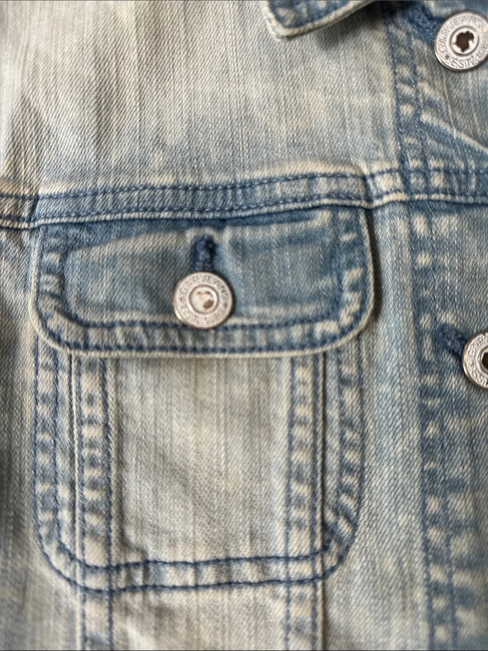 GAP Washed Light Blue Denim Vest - Sleeveless Button-Up